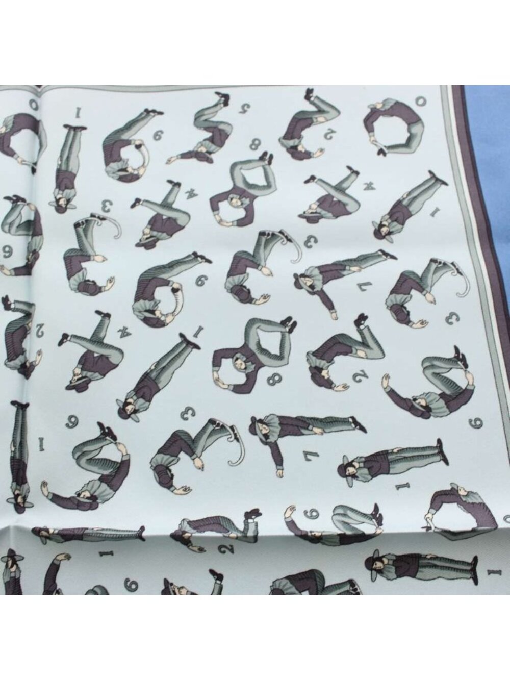 Hermes Carre 45 Gavroche Human Numbers Scarf All Over Pattern Silk Light Blue - Picture 6 of 8